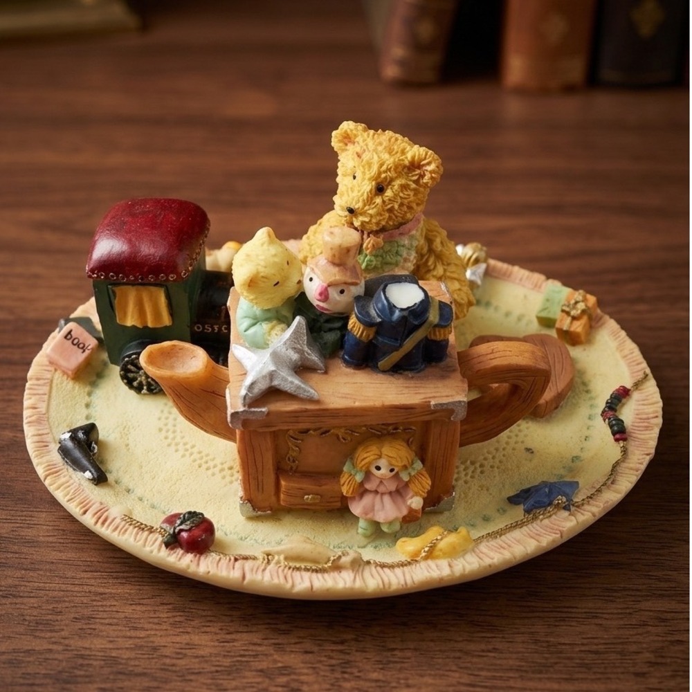 Flawed Gem! Boyds Bears & Friends Beary Blossoms Miniature Tea Set Figurine‎